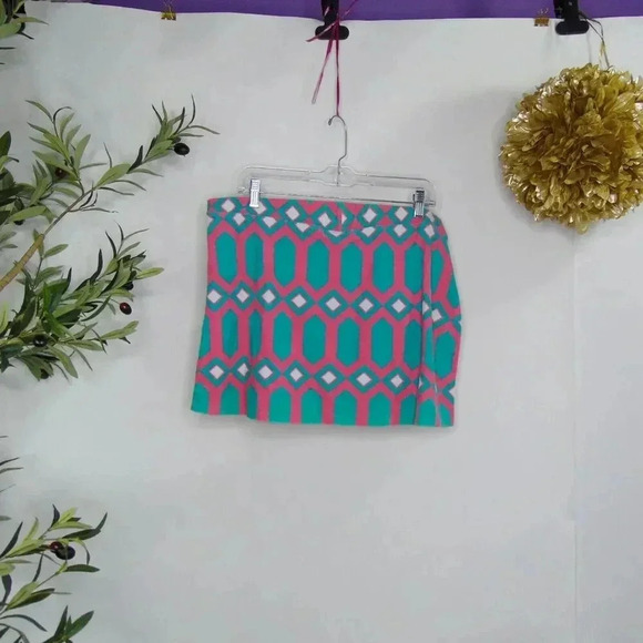 Tibi Pink and Green Geometric Mini Skirt vintage retro - Picture 4 of 6